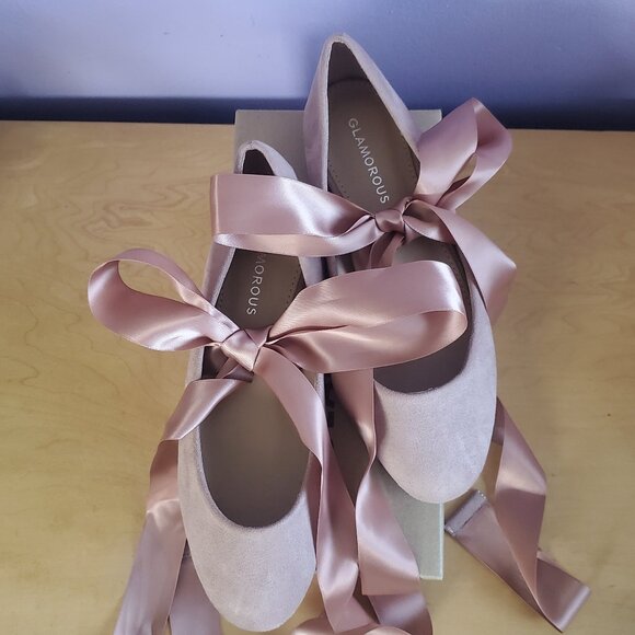 Women's size 8 Ballerina Flats by Glamorous in Pink/Nude - Picture 1 of 8